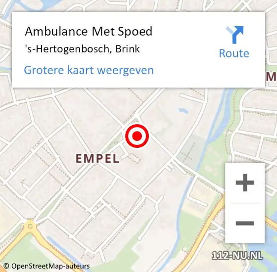 Locatie op kaart van de 112 melding: Ambulance Met Spoed Naar 's-Hertogenbosch, Brink op 6 november 2017 16:39