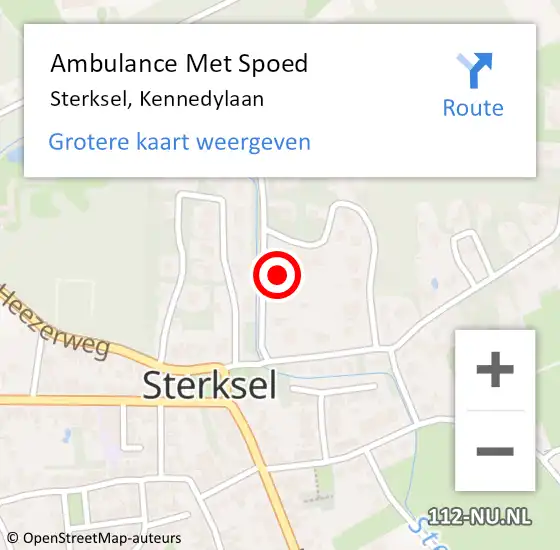 Locatie op kaart van de 112 melding: Ambulance Met Spoed Naar Sterksel, Kennedylaan op 6 november 2017 19:33