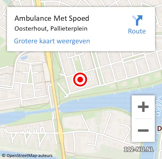 Locatie op kaart van de 112 melding: Ambulance Met Spoed Naar Oosterhout, Pallieterplein op 6 november 2017 21:02