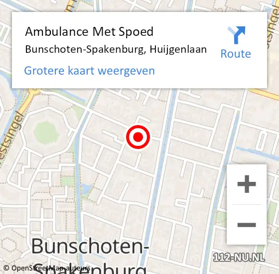 Locatie op kaart van de 112 melding: Ambulance Met Spoed Naar Bunschoten-Spakenburg, Huijgenlaan op 6 november 2017 21:30