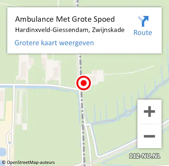 Locatie op kaart van de 112 melding: Ambulance Met Grote Spoed Naar Hardinxveld-Giessendam, Zwijnskade op 7 november 2017 02:03