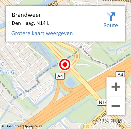 Locatie op kaart van de 112 melding: Brandweer Den Haag, N14 L op 7 november 2017 07:03