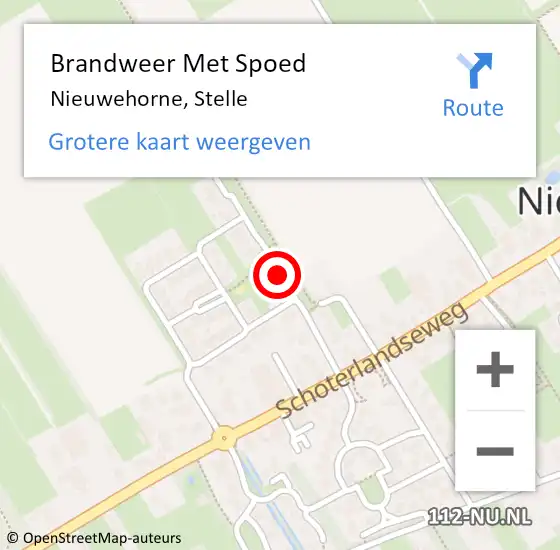 Locatie op kaart van de 112 melding: Brandweer Met Spoed Naar Nieuwehorne, Stelle op 7 november 2017 09:27