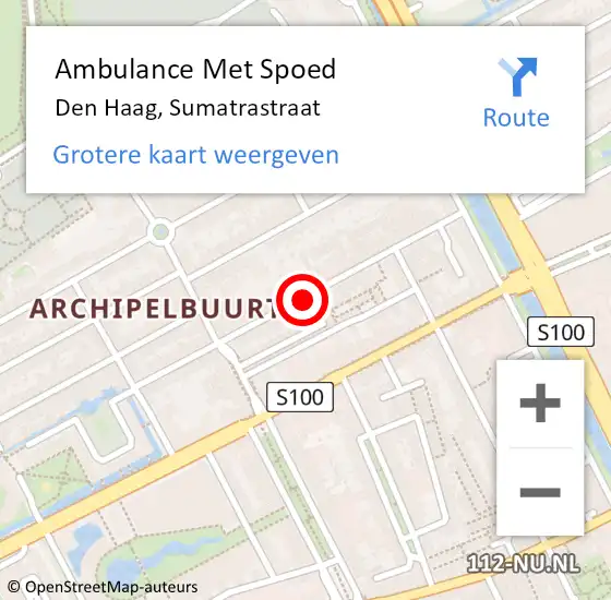 Locatie op kaart van de 112 melding: Ambulance Met Spoed Naar Den Haag, Sumatrastraat op 7 november 2017 11:40
