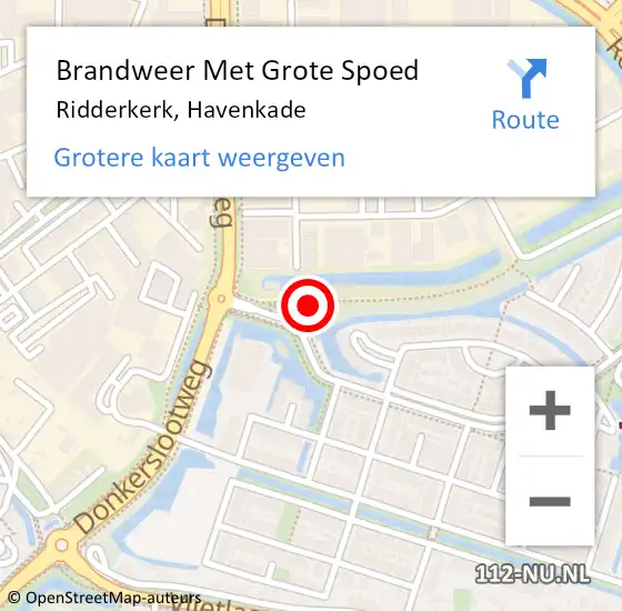 Locatie op kaart van de 112 melding: Brandweer Met Grote Spoed Naar Ridderkerk, Havenkade op 7 november 2017 13:59