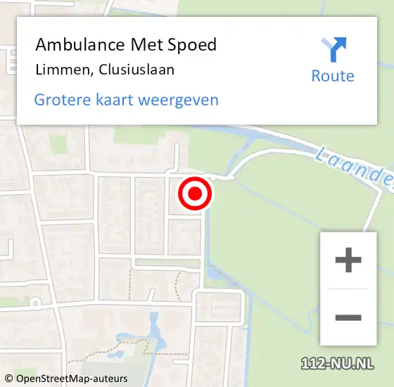 Locatie op kaart van de 112 melding: Ambulance Met Spoed Naar Limmen, Clusiuslaan op 8 november 2017 01:34