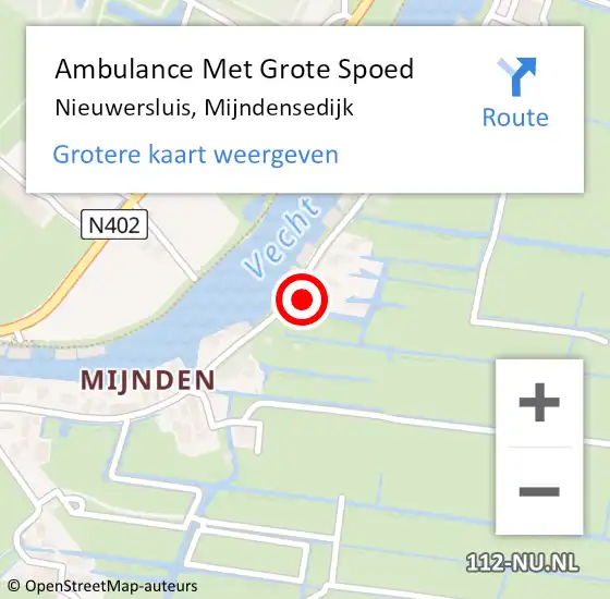 Locatie op kaart van de 112 melding: Ambulance Met Grote Spoed Naar Nieuwersluis, Mijndensedijk op 8 november 2017 06:01