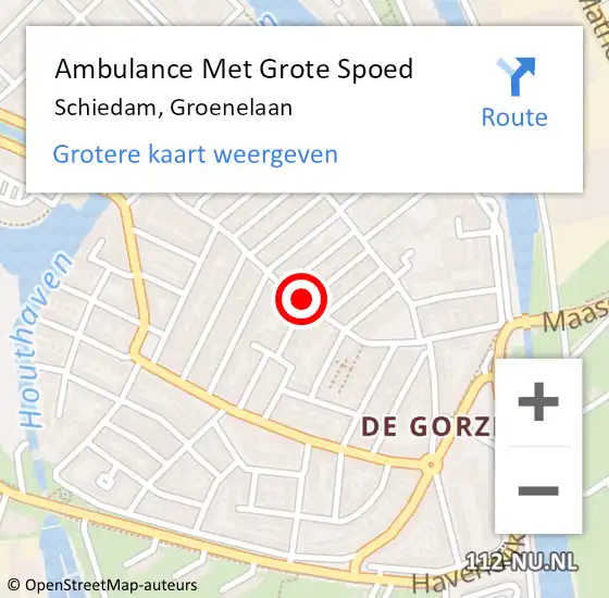 Locatie op kaart van de 112 melding: Ambulance Met Grote Spoed Naar Schiedam, Groenelaan op 8 november 2017 08:04