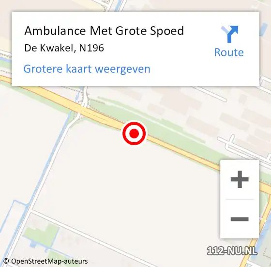 Locatie op kaart van de 112 melding: Ambulance Met Grote Spoed Naar De Kwakel, N196 op 8 november 2017 12:00