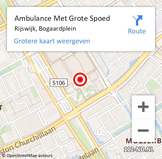 Locatie op kaart van de 112 melding: Ambulance Met Grote Spoed Naar Rijswijk, Bogaardplein op 8 november 2017 14:08