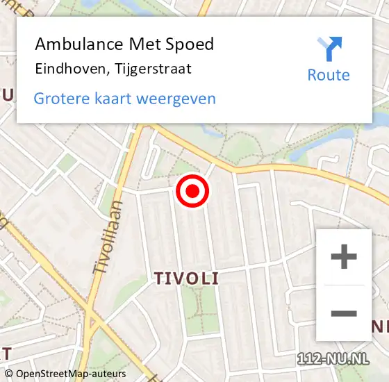 Locatie op kaart van de 112 melding: Ambulance Met Spoed Naar Eindhoven, Tijgerstraat op 9 november 2017 05:24