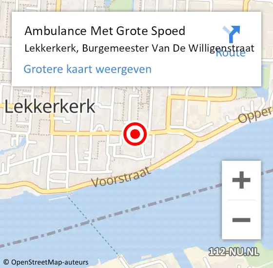 Locatie op kaart van de 112 melding: Ambulance Met Grote Spoed Naar Lekkerkerk, Burg Van De Willigenstr op 9 november 2017 08:16