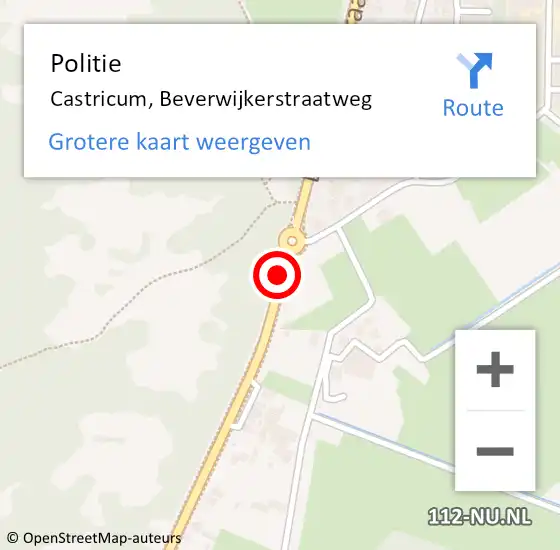 Locatie op kaart van de 112 melding: Politie Castricum, Beverwijkerstraatweg op 9 november 2017 08:40