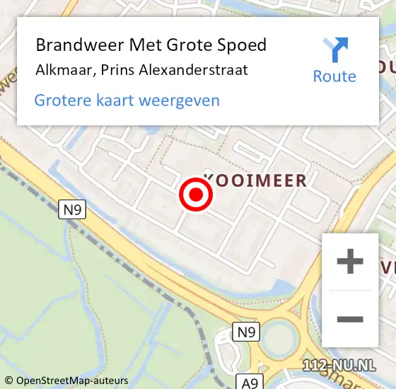 Locatie op kaart van de 112 melding: Brandweer Met Grote Spoed Naar Alkmaar, Prins Alexanderstraat op 9 november 2017 13:54