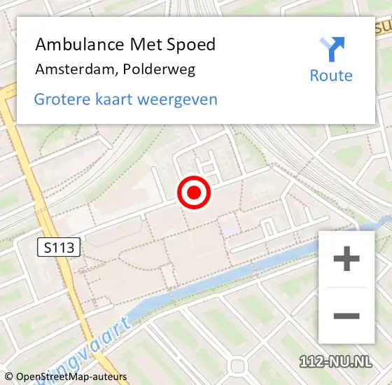Locatie op kaart van de 112 melding: Ambulance Met Spoed Naar Amsterdam, Polderweg op 9 november 2017 15:58