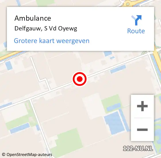 Locatie op kaart van de 112 melding: Ambulance Delfgauw, S Vd Oyewg op 9 november 2017 16:00
