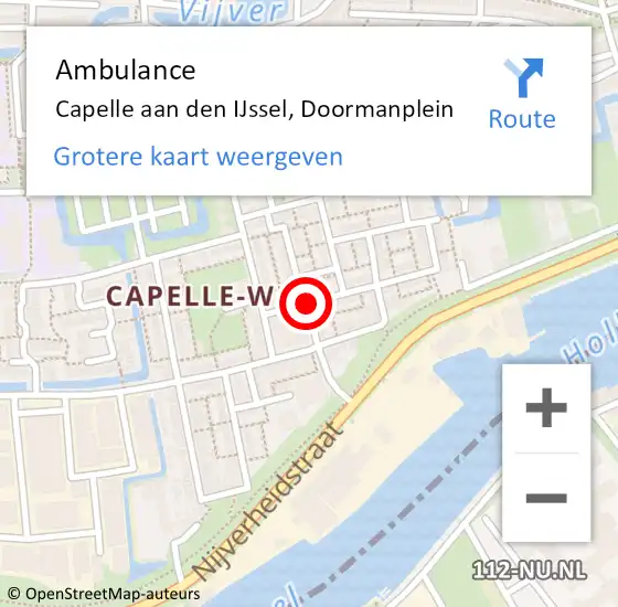 Locatie op kaart van de 112 melding: Ambulance Capelle aan den IJssel, Doormanplein op 9 november 2017 17:32