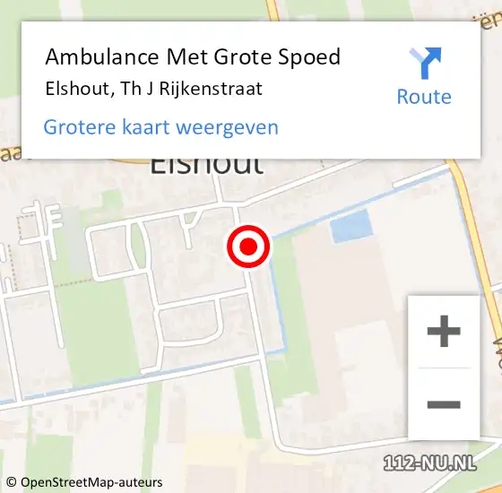 Locatie op kaart van de 112 melding: Ambulance Met Grote Spoed Naar Elshout, Th J Rijkenstraat op 9 november 2017 19:32