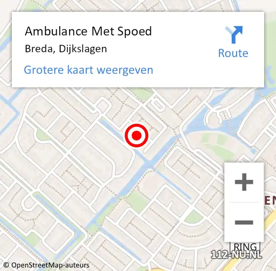 Locatie op kaart van de 112 melding: Ambulance Met Spoed Naar Breda, Dijkslagen op 10 november 2017 03:55