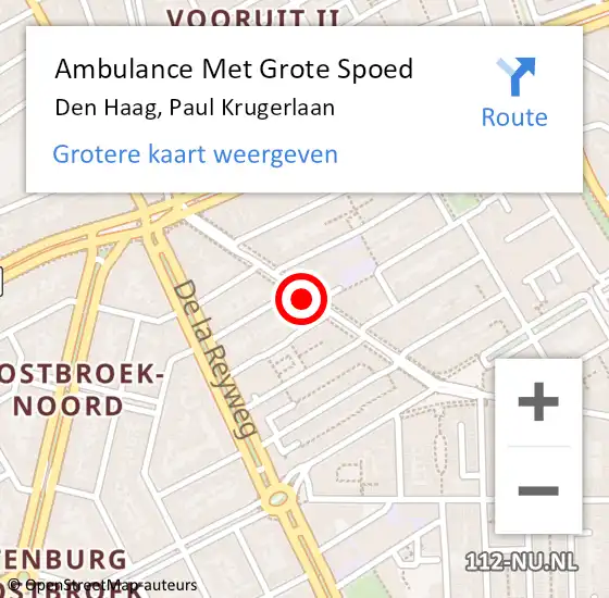 Locatie op kaart van de 112 melding: Ambulance Met Grote Spoed Naar Den Haag, Paul Krugerlaan op 10 november 2017 04:16