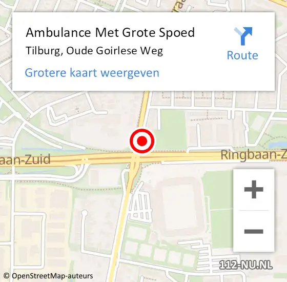 Locatie op kaart van de 112 melding: Ambulance Met Grote Spoed Naar Tilburg, Oude Goirlese Weg op 10 november 2017 05:02