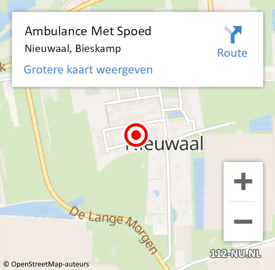 Locatie op kaart van de 112 melding: Ambulance Met Spoed Naar Nieuwaal, Bieskamp op 10 november 2017 07:02