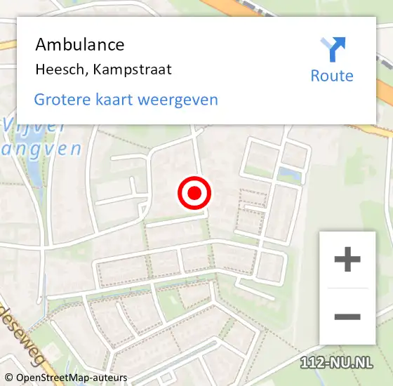 Locatie op kaart van de 112 melding: Ambulance Heesch, Kampstraat op 10 november 2017 09:00