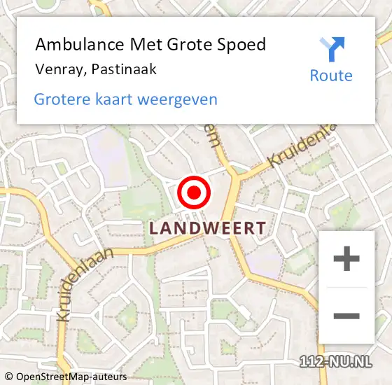 Locatie op kaart van de 112 melding: Ambulance Met Grote Spoed Naar Venray, Pastinaak op 21 september 2013 16:27