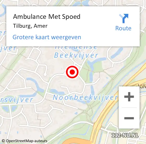 Locatie op kaart van de 112 melding: Ambulance Met Spoed Naar Tilburg, Amer op 10 november 2017 10:20