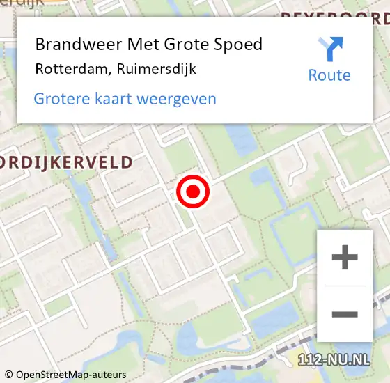 Locatie op kaart van de 112 melding: Brandweer Met Grote Spoed Naar Rotterdam, Ruimersdijk op 10 november 2017 12:08