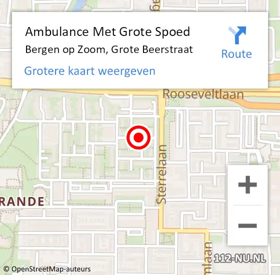 Locatie op kaart van de 112 melding: Ambulance Met Grote Spoed Naar Bergen op Zoom, Grote Beerstraat op 10 november 2017 12:58