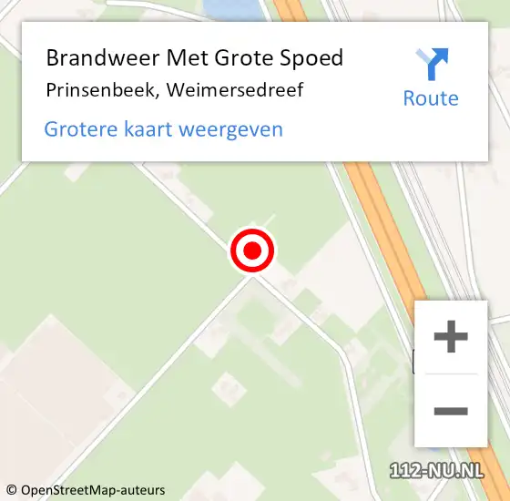 Locatie op kaart van de 112 melding: Brandweer Met Grote Spoed Naar Prinsenbeek, Weimersedreef op 10 november 2017 17:16