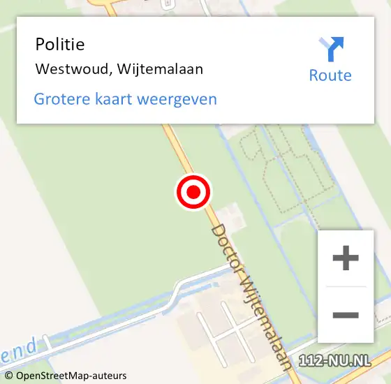 Locatie op kaart van de 112 melding: Politie Westwoud, Wijtemalaan op 10 november 2017 17:28