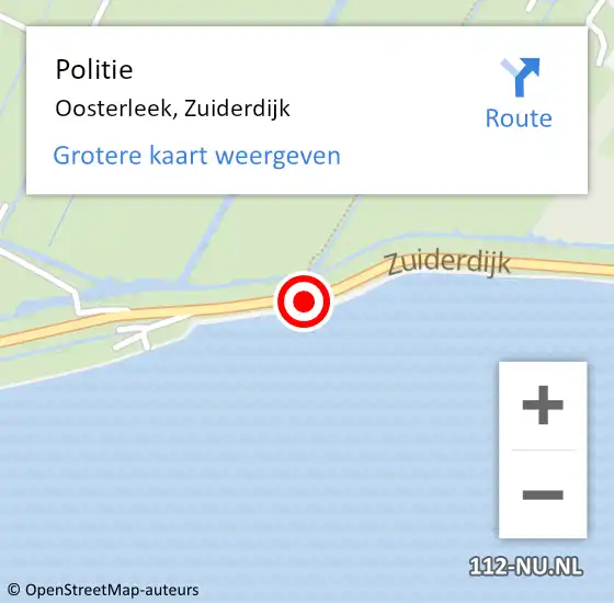 Locatie op kaart van de 112 melding: Politie Oosterleek, Zuiderdijk op 10 november 2017 18:44