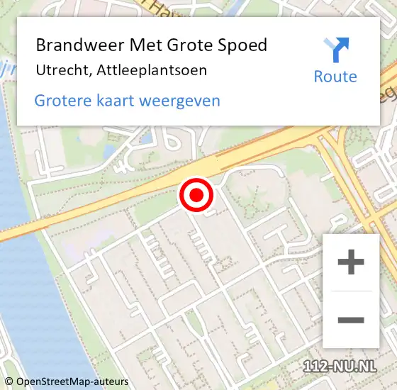 Locatie op kaart van de 112 melding: Brandweer Met Grote Spoed Naar Utrecht, Attleeplantsoen op 10 november 2017 18:56