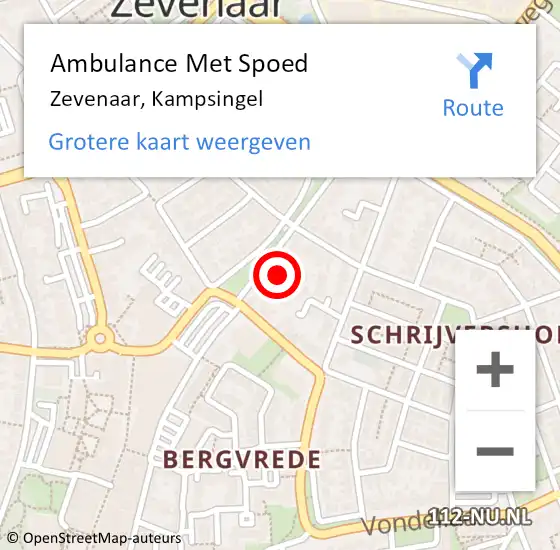 Locatie op kaart van de 112 melding: Ambulance Met Spoed Naar Zevenaar, Kampsingel op 10 november 2017 19:03