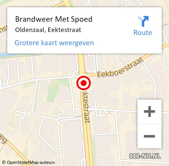 Locatie op kaart van de 112 melding: Brandweer Met Spoed Naar Oldenzaal, Eektestraat op 11 november 2017 07:49
