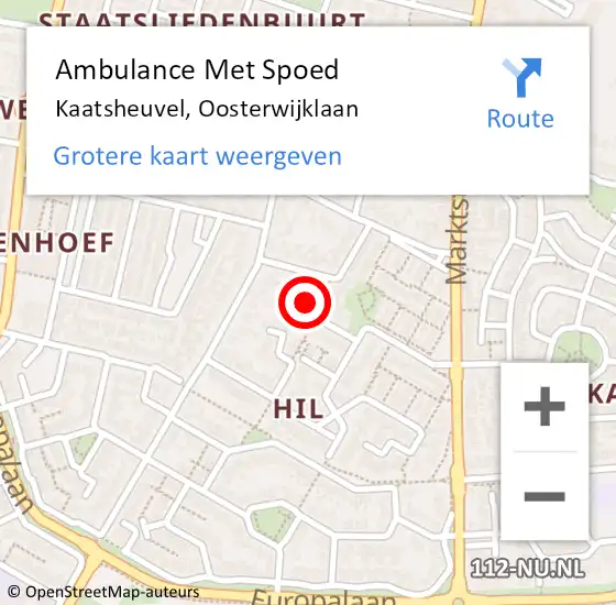 Locatie op kaart van de 112 melding: Ambulance Met Spoed Naar Kaatsheuvel, Oosterwijklaan op 11 november 2017 08:09