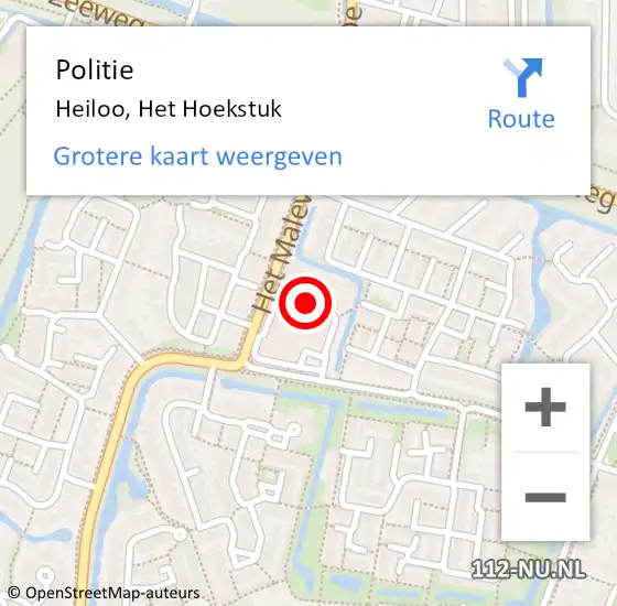 Locatie op kaart van de 112 melding: Politie Heiloo, Het Hoekstuk op 11 november 2017 12:10