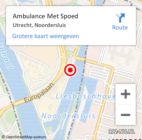 Locatie op kaart van de 112 melding: Ambulance Met Spoed Naar Utrecht, Noordersluis op 11 november 2017 15:19