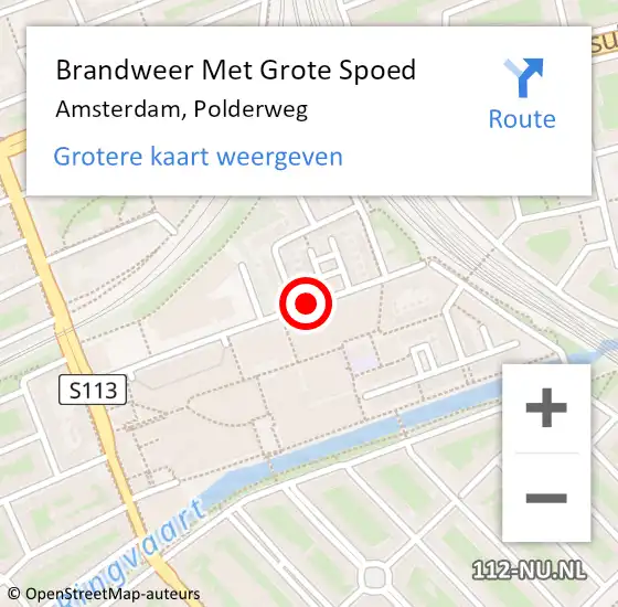 Locatie op kaart van de 112 melding: Brandweer Met Grote Spoed Naar Amsterdam, Polderweg op 11 november 2017 17:35