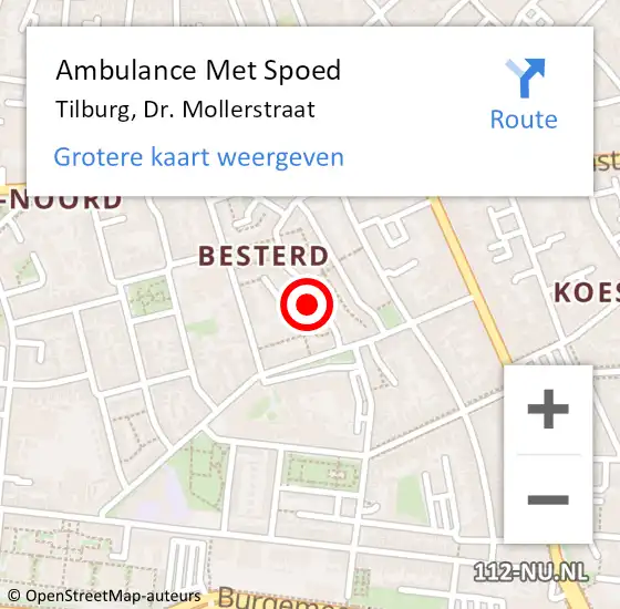 Locatie op kaart van de 112 melding: Ambulance Met Spoed Naar Tilburg, Dr. Mollerstraat op 11 november 2017 17:55