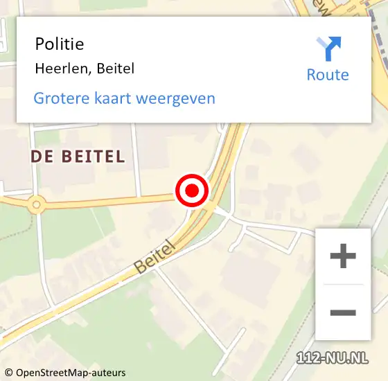Locatie op kaart van de 112 melding: Politie Heerlen, Beitel op 11 november 2017 18:26