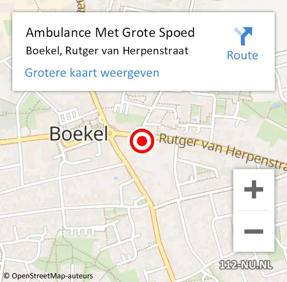 Locatie op kaart van de 112 melding: Ambulance Met Grote Spoed Naar Boekel, Rutger van Herpenstraat op 11 november 2017 19:55