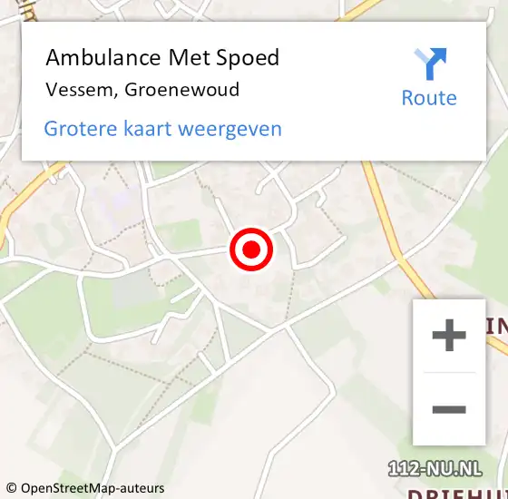 Locatie op kaart van de 112 melding: Ambulance Met Spoed Naar Vessem, Groenewoud op 11 november 2017 22:27