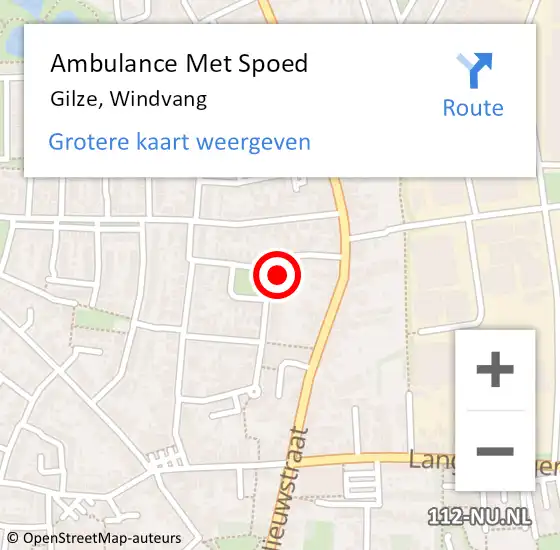 Locatie op kaart van de 112 melding: Ambulance Met Spoed Naar Gilze, Windvang op 11 november 2017 23:42