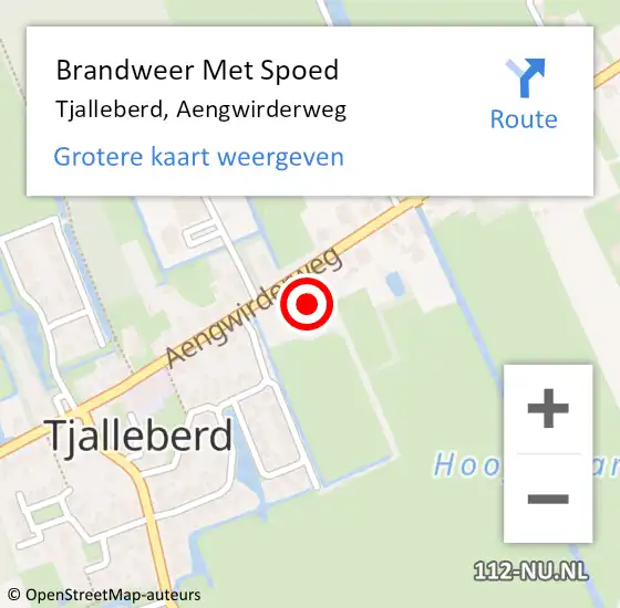 Locatie op kaart van de 112 melding: Brandweer Met Spoed Naar Tjalleberd, Aengwirderweg op 12 november 2017 00:05