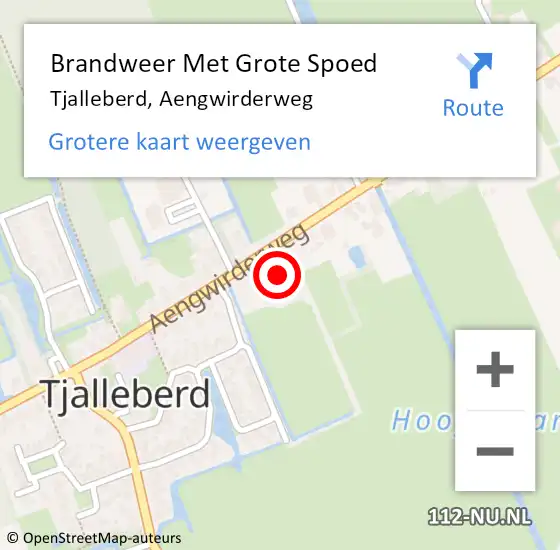 Locatie op kaart van de 112 melding: Brandweer Met Grote Spoed Naar Tjalleberd, Aengwirderweg op 12 november 2017 00:20