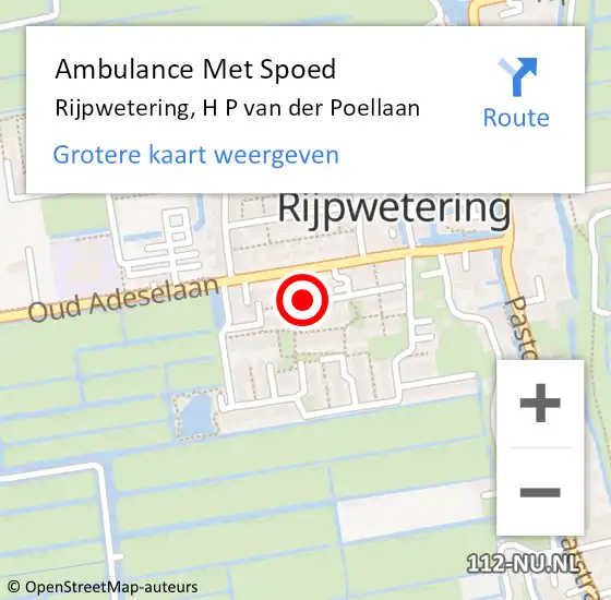 Locatie op kaart van de 112 melding: Ambulance Met Spoed Naar Rijpwetering, H P van der Poellaan op 12 november 2017 05:28