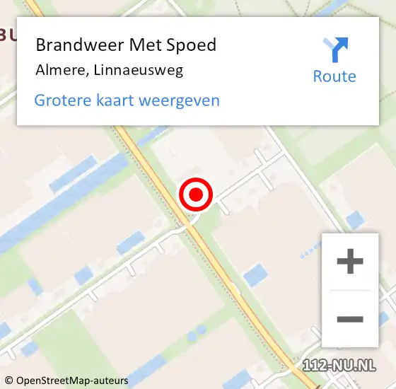 Locatie op kaart van de 112 melding: Brandweer Met Spoed Naar Almere, Linnaeusweg op 12 november 2017 19:09